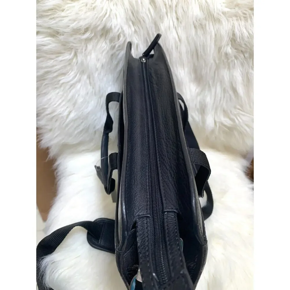MAPLE LEAF ACCESSORIES Black Pebbled Leather Briefbag Business Laptop School Bag